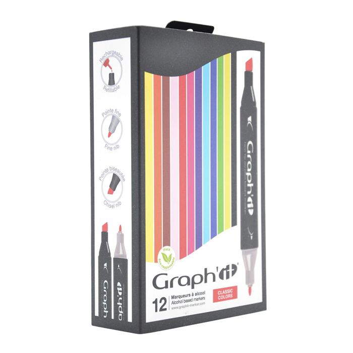 SET 12 MARQUEURS ALCOOL GRAPH IT