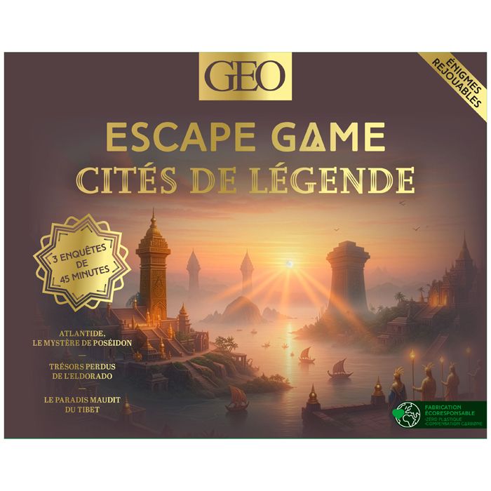 BOITE ESCAPE GAME GEO CITES DE LEGENDE