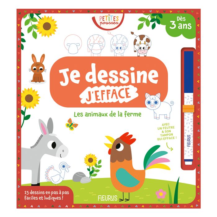 JE DESSINE EFFACE ANIMAUX FERME<11197480
