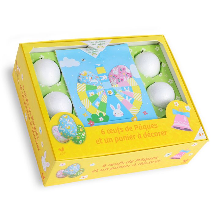 6 OEUFS DE PAQUES ET UN PANIER A DECORER