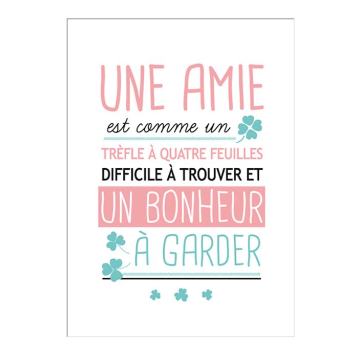 CARTE UNE AMIE EST COMME UN TREFLE