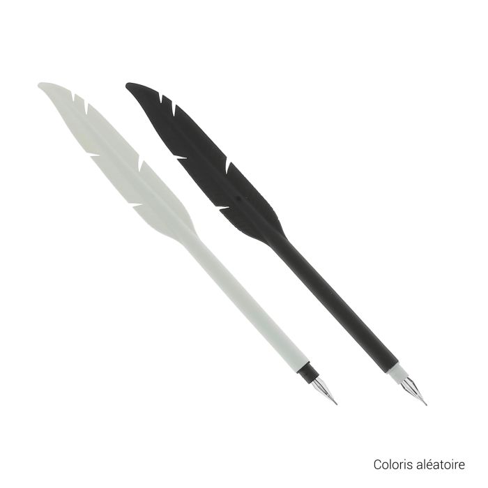 STYLO ASST PLUMES NOIRES/BLANCHES