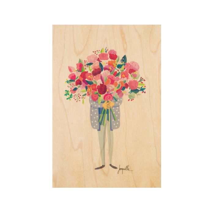 CARTE EN BOIS BOUQUET DE FLEURS