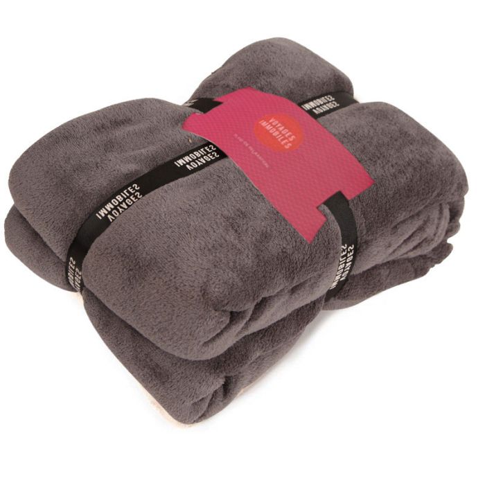 PLAID MICROFIBRES GRIS 150*200 cm