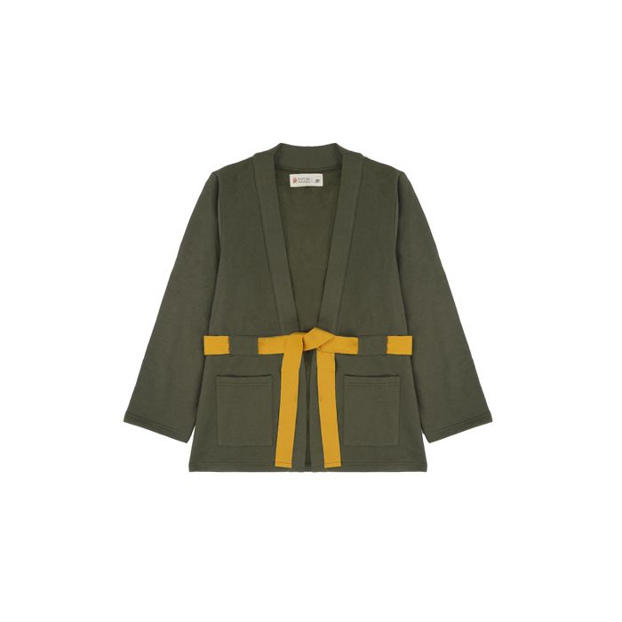 VESTE KIMONO INTERIEUR COT BIO VERT PM