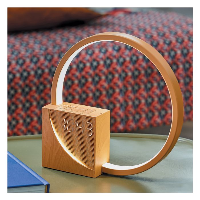 LAMPE BOIS REVEIL BRUITS BLANCS