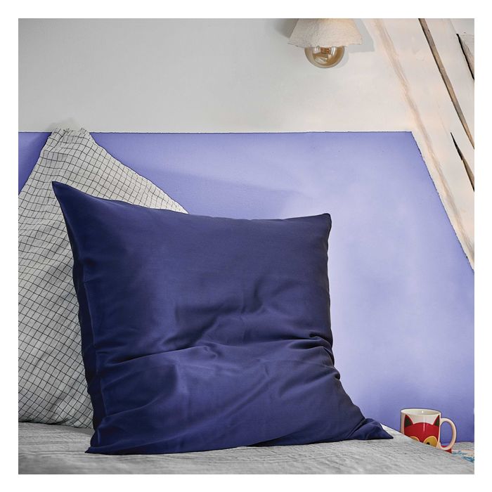 TAIE OREILLER SOIE 19MM 65x65 MARINE F32