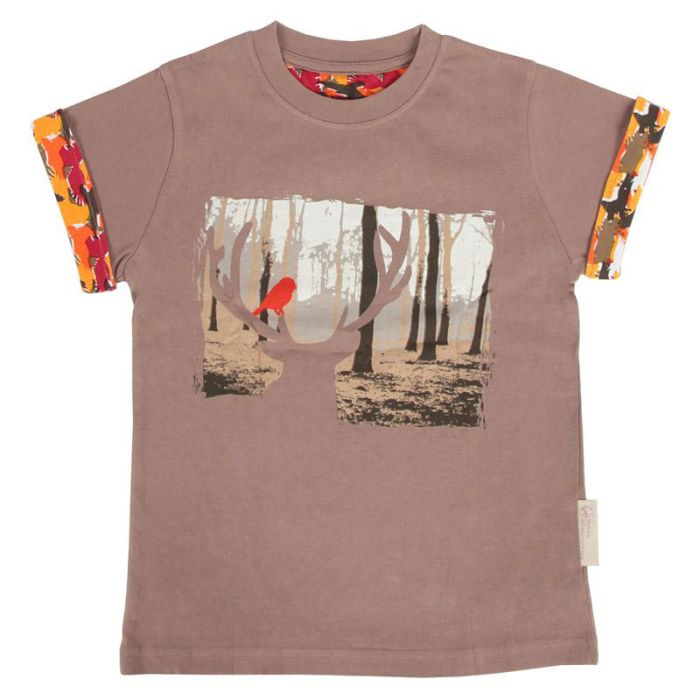 TEE SHIRT FORET TAUPE 8 ANS