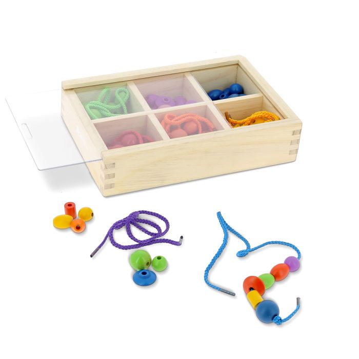 BOITE DE PERLES EN BOIS MONTESSORI