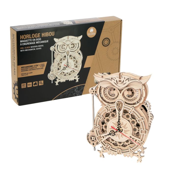 MAQUETTE HORLOGE 2 EN 1 HIBOU