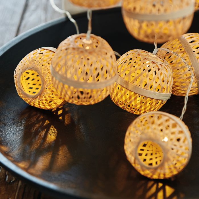 GUIRLANDE SPHERE DE BAMBOU 10 LEDS