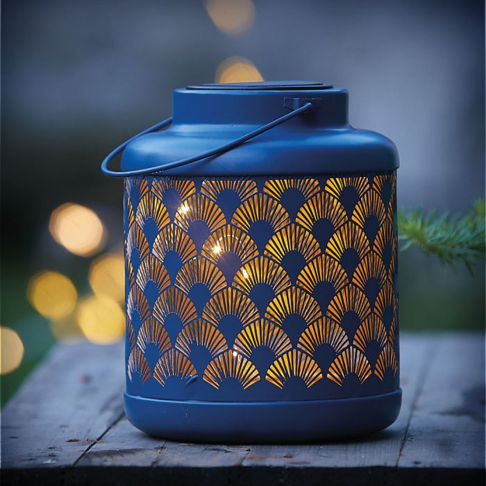 LANTERNE SOLAIRE BLEUE EN METAL