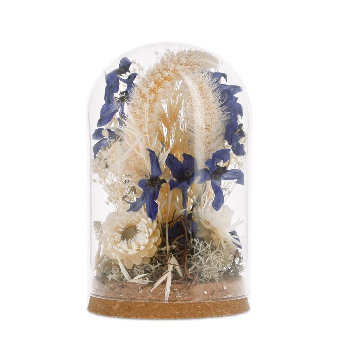 CLOCHE EN VERRE DE FLEURS SÉCHÉES