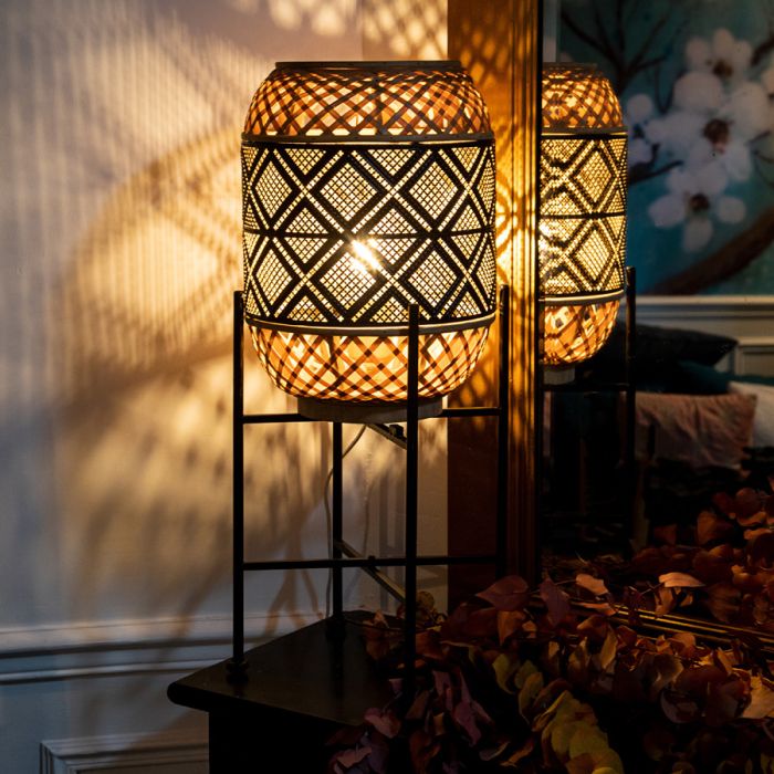 LAMPE SUR PIEDS EN BAMBOU ET FER