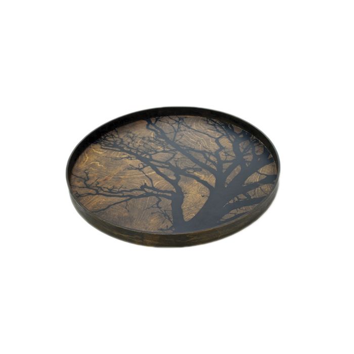 PLATEAU BOIS PEINT MAIN NOIR