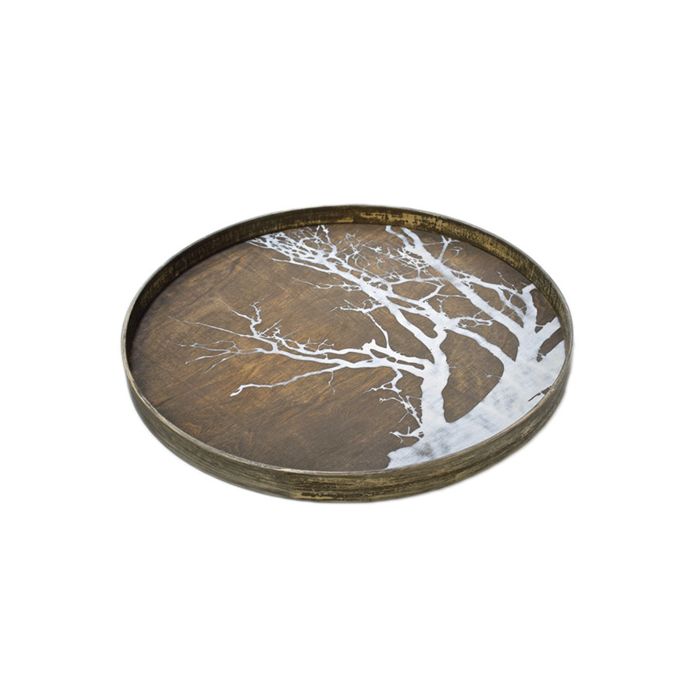PLATEAU BOIS PEINT MAIN BLANC