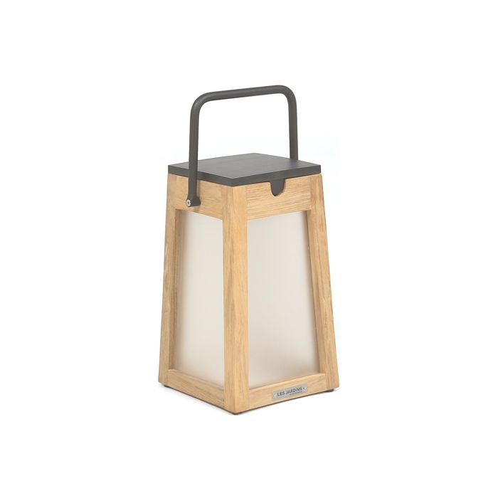 LANTERNE SOLAIRE TECK ET ALU H25CM