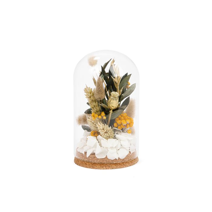 CLOCHE FLEURS SECHEES JAUNE
