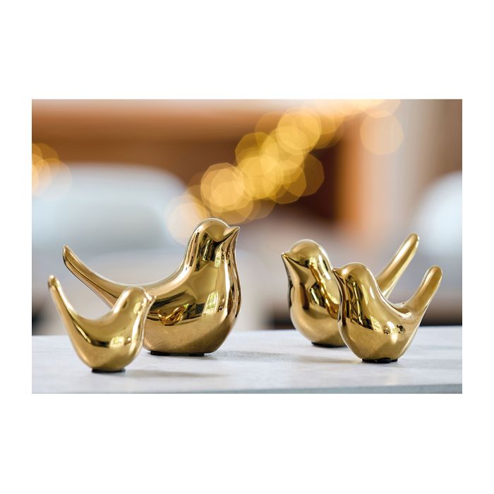 SET 4 OISEAUX DECO DORE