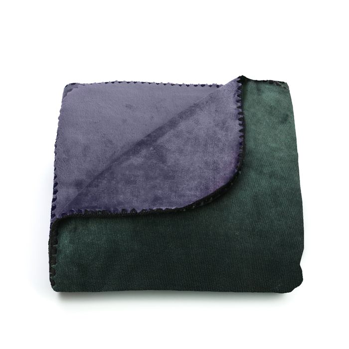 PLAID BICOLOR MARINE ET VERT 140X200CM