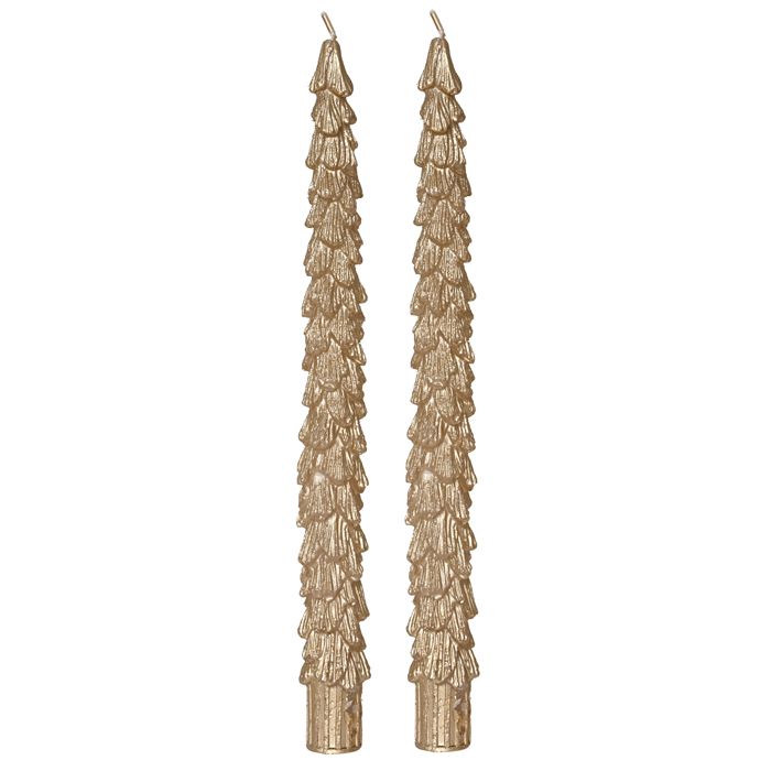 2 BOUGIES CIERGE SAPIN DORE