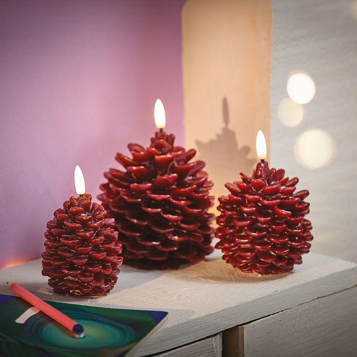 SET DE 3 POMME DE PIN LED
