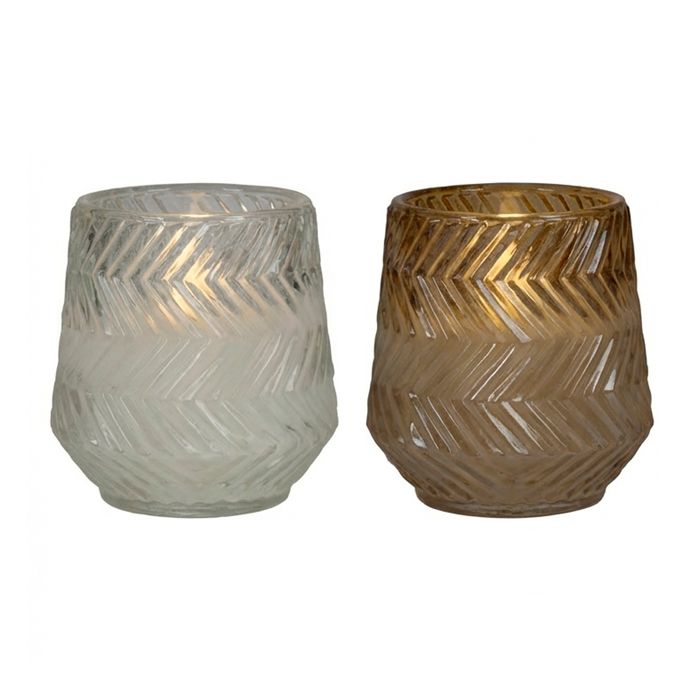 SET DE 2 PHOTOPHORES STRIES VERRE LED