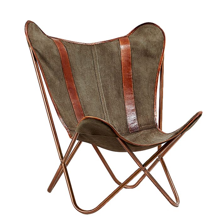 FAUTEUIL PAPILLON CANVAS/CUIR