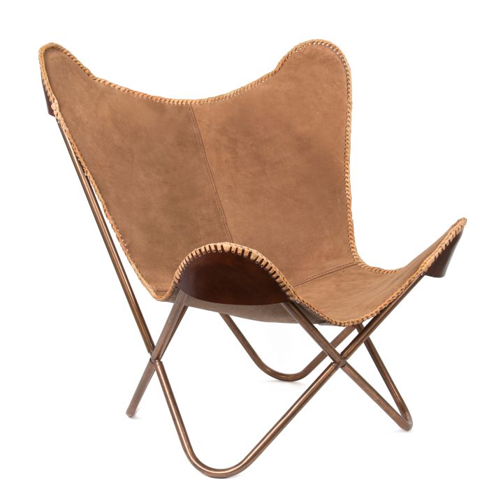 FAUTEUIL PAPILLON SUEDE DE CUIR