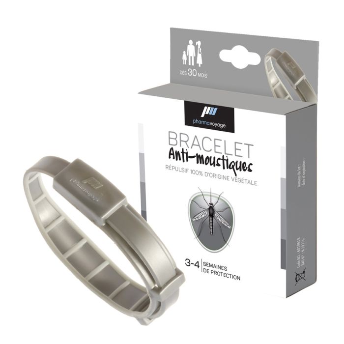 BRACELET ANTI MOUSTIQUE GRIS/BLANC CH