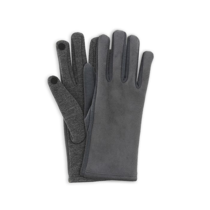 GANTS TACTILES FAUX DAIM GRIS