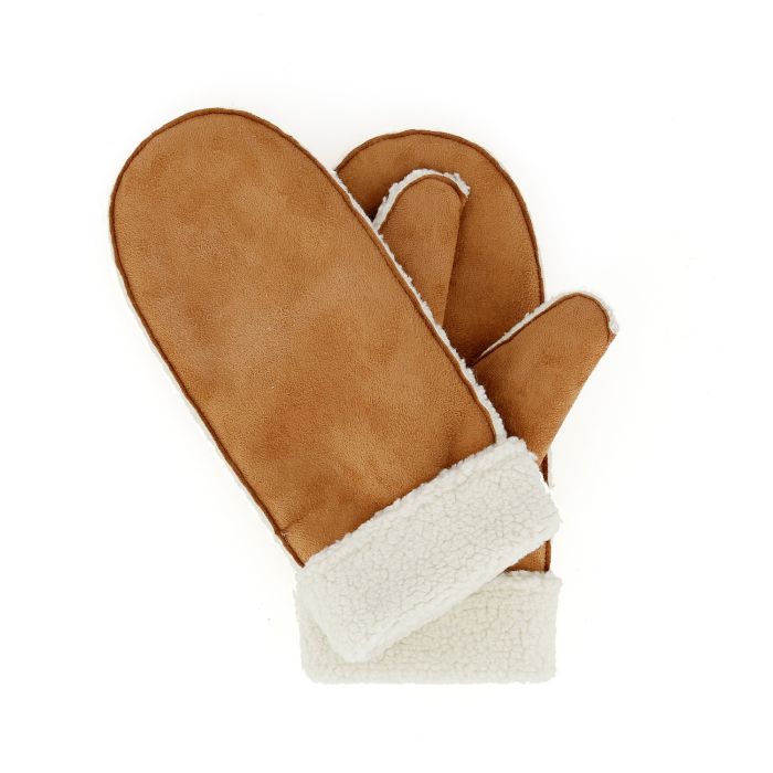 MOUFLES FAUX DAIM CAMEL