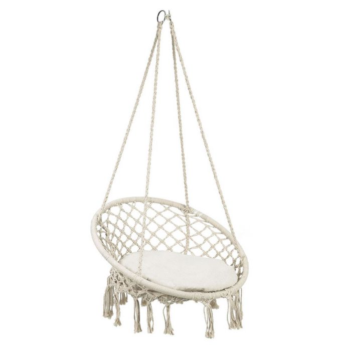 NACELLE MACRAME AVEC COUSSIN ECRU