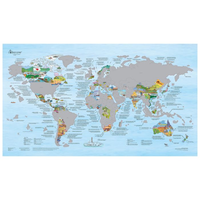 Carte du monde à gratter noire/dorée