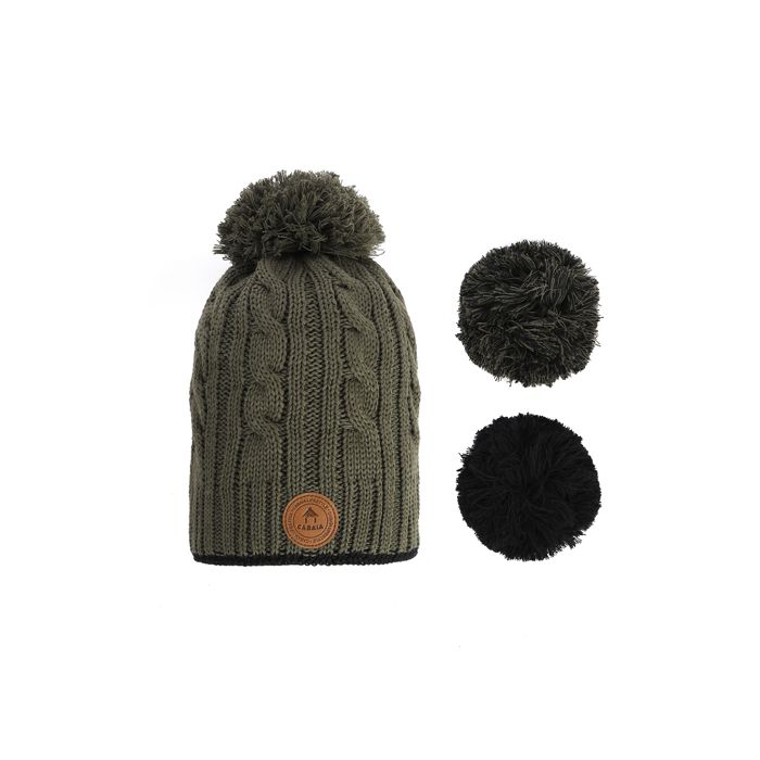 Bonnet Appletini Noir tout doux - 3 pompons interchangeables par Cabaïa