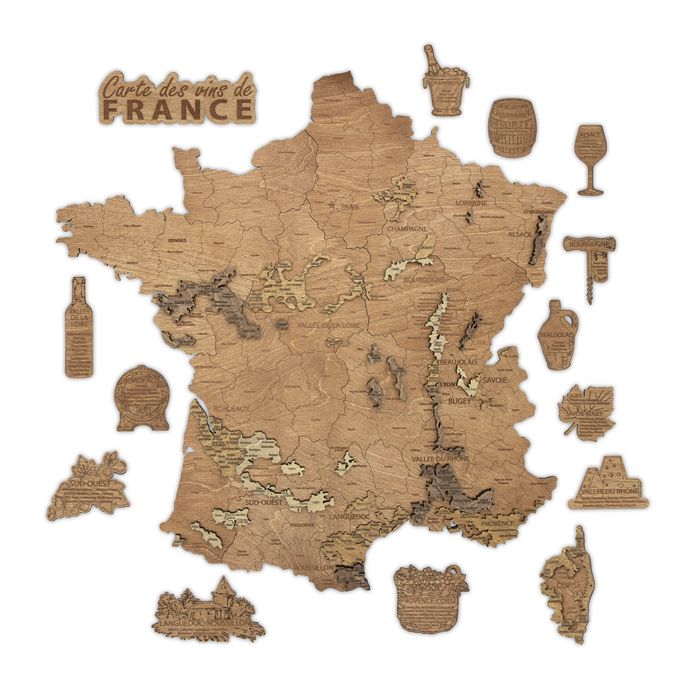 CARTE DES VIGNOBLES EN BOIS