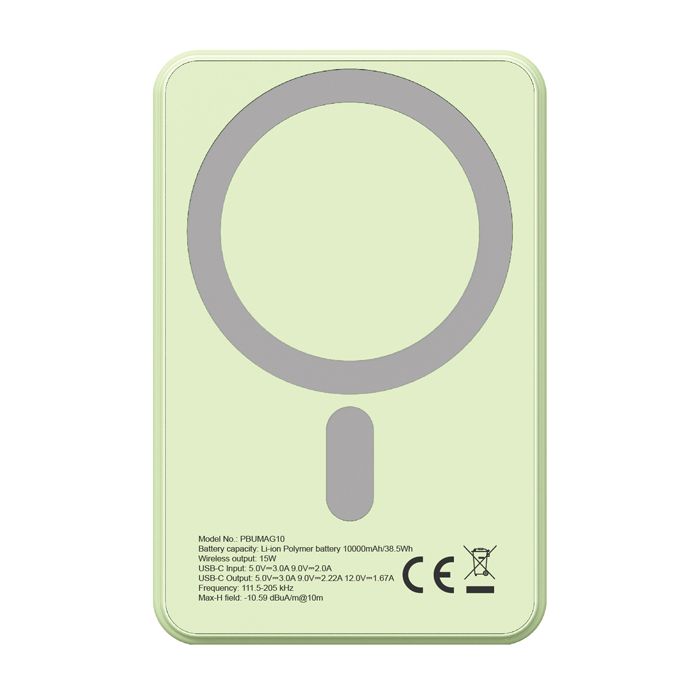 CHARGEUR MAGNETIQUE 10 000 mAh VERT