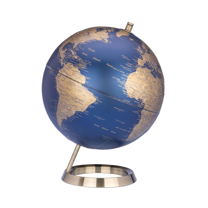 GLOBE BLEU OR 25 CM