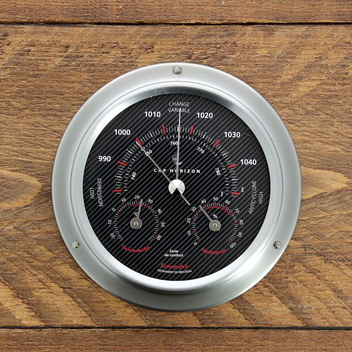 STAT BARO/THERMO/HYGRO INOX SATINE CARB