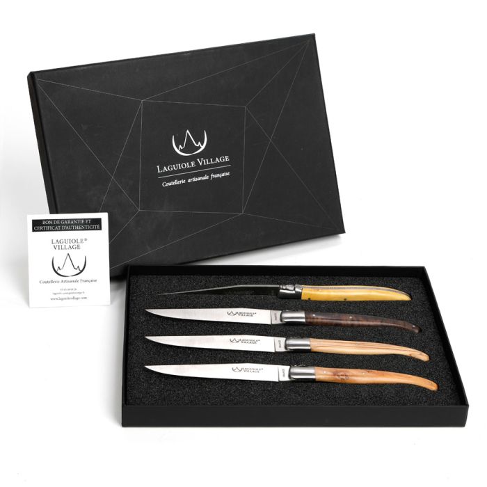 COFFRET 4 COUTEAUX LAGUIOLE BOIS FRANCE