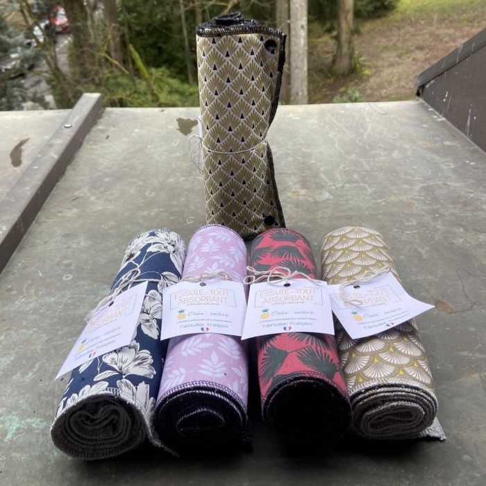 Lot de 5x essuie-tout lavable en rouleau - Made in France