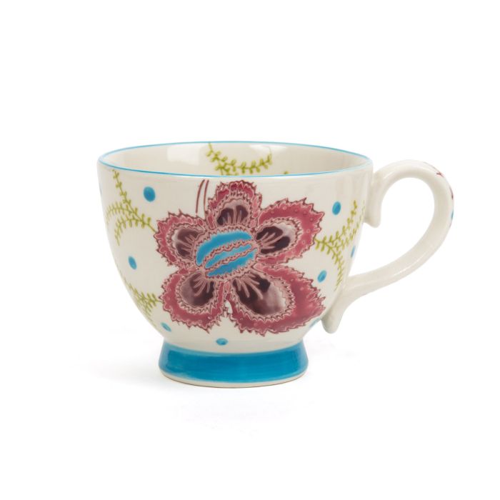 TASSE A THE PEINTE A LA MAIN BLEUE