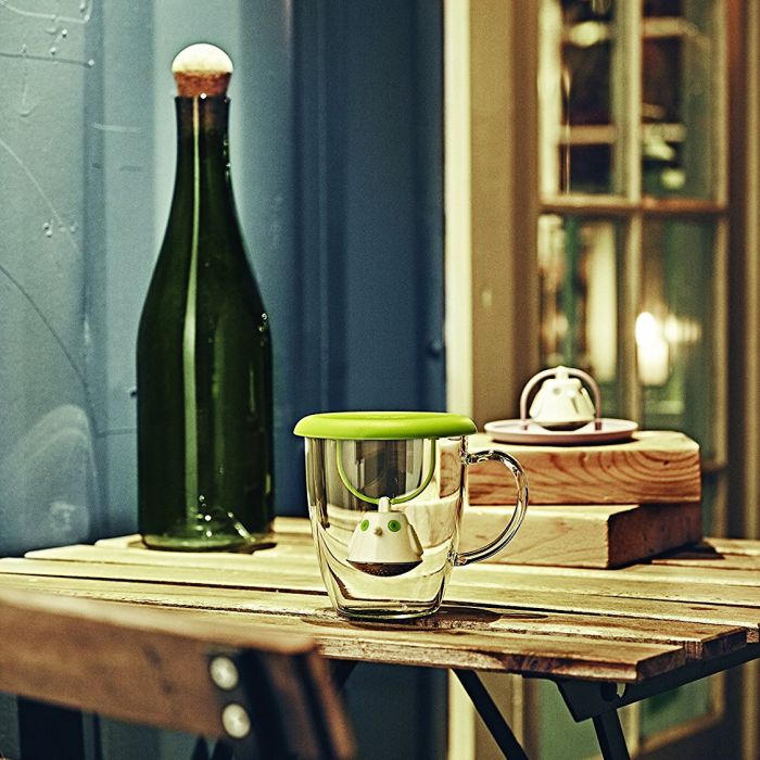 TASSE VERRE INFUSEUR BIRDIE VERT 400ML