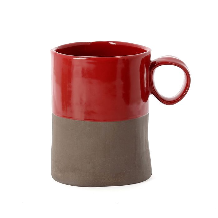 MUG BICOLORE FAIT MAIN ROUGE ET GRIS