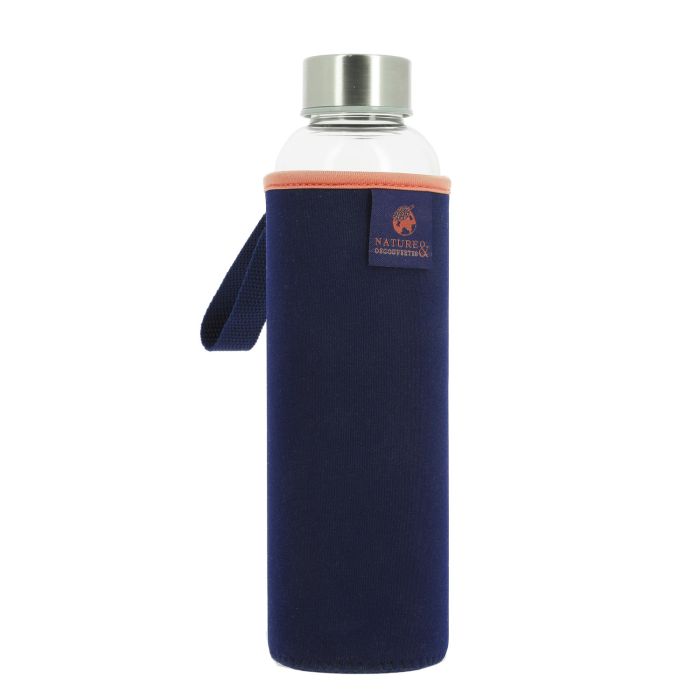 GOURDE VERRE AVEC NEOPRENE 500ML BLEU