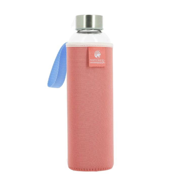 GOURDE VERRE AVEC NEOPRENE 500ML ROSE