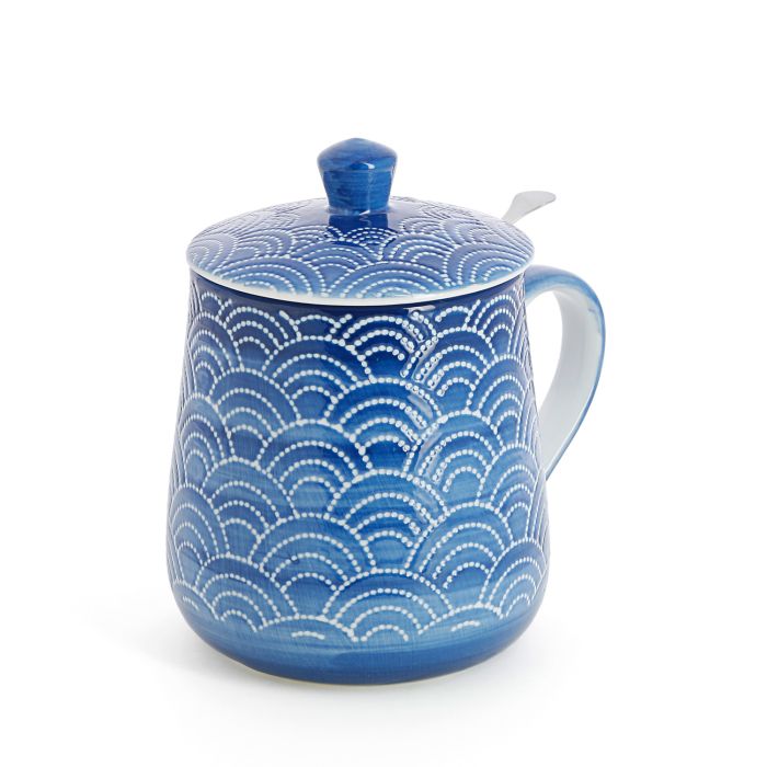 TASSE CERAMIQUE FILTRE COUVERCLE BLEU
