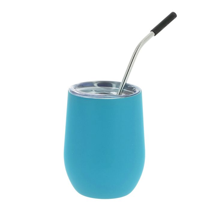 TUMBLER ISOTHERM PAILLE INOX BLEU