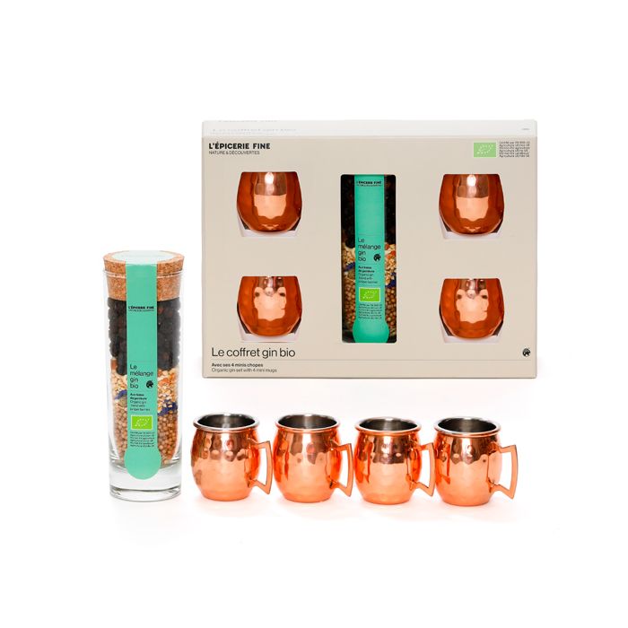 COFFRET MELANGE GIN BIO 4 MINI MUGS CUIV