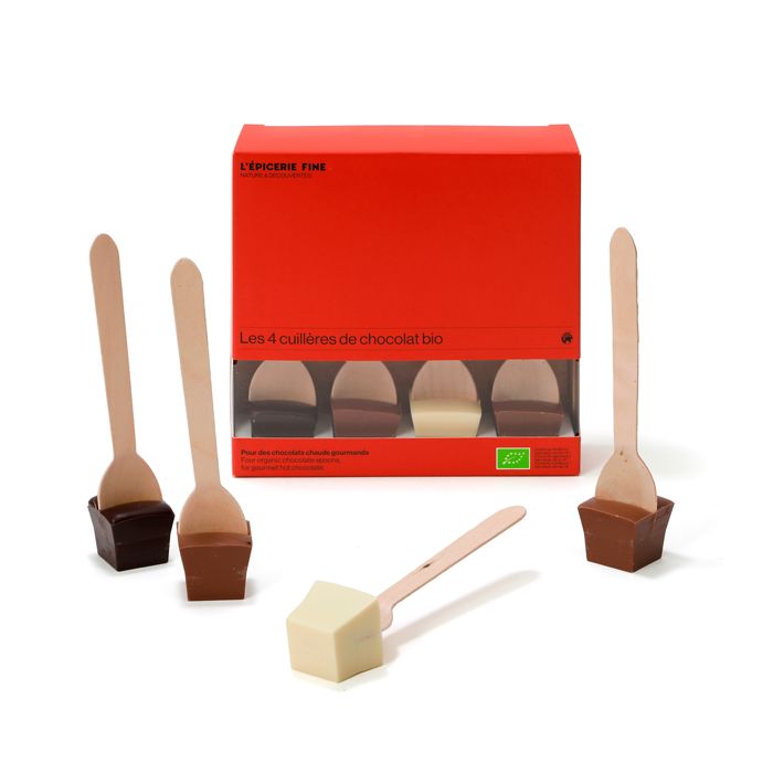 COFFRET 4 CUILLERES CHOCO NOIR LAIT BLA